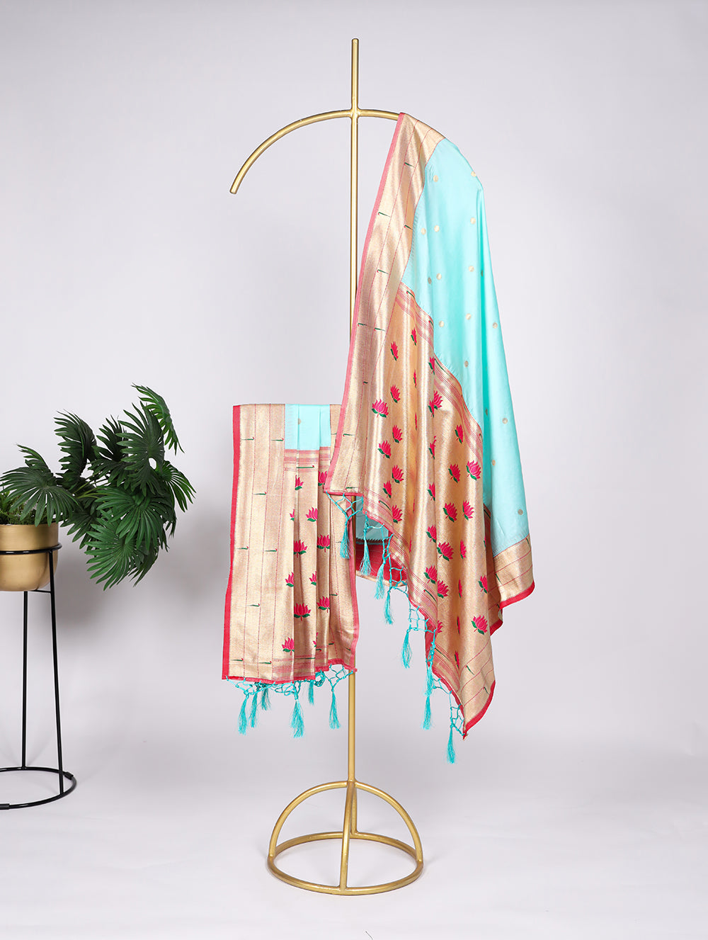 Sea Green Traditional Paithani Dupatta