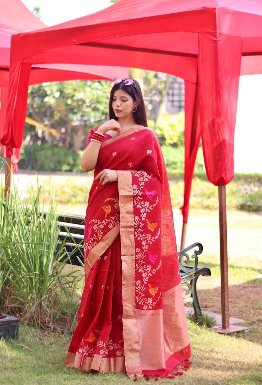 Pure Linen Silk Saree