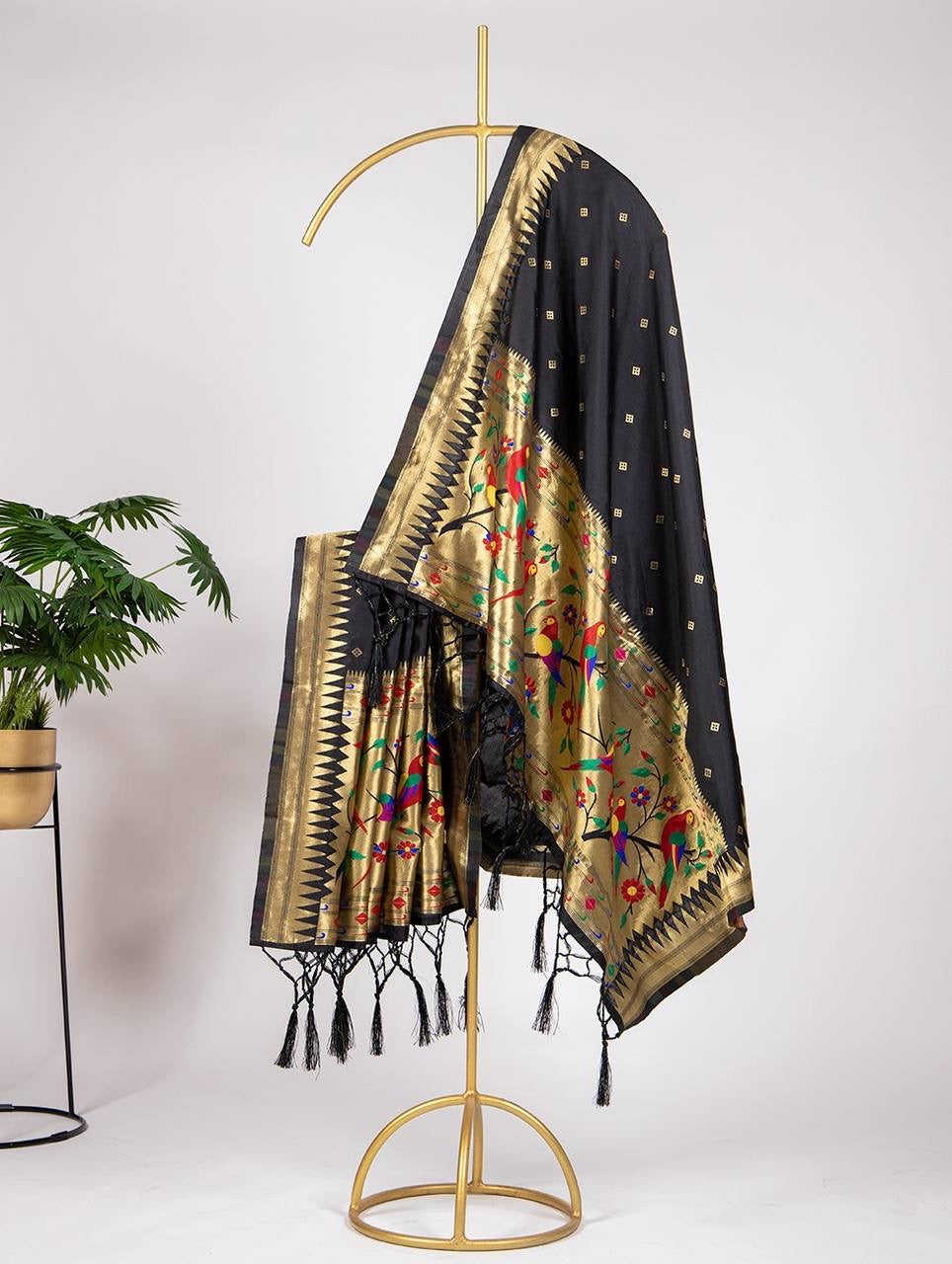 Black Traditional Paithani Dupatta