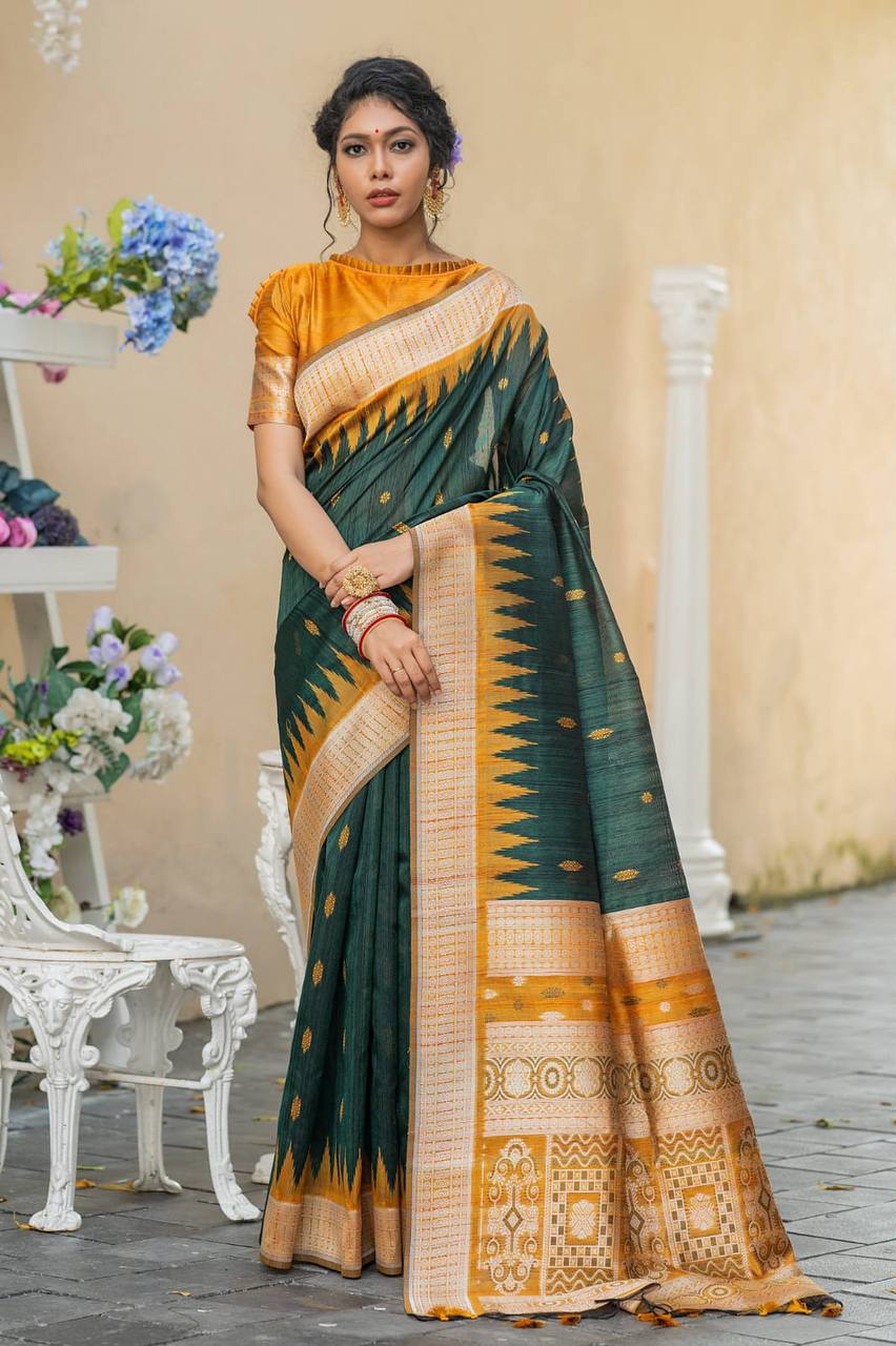 Semi Pure Tussur Silk Weaving Saree