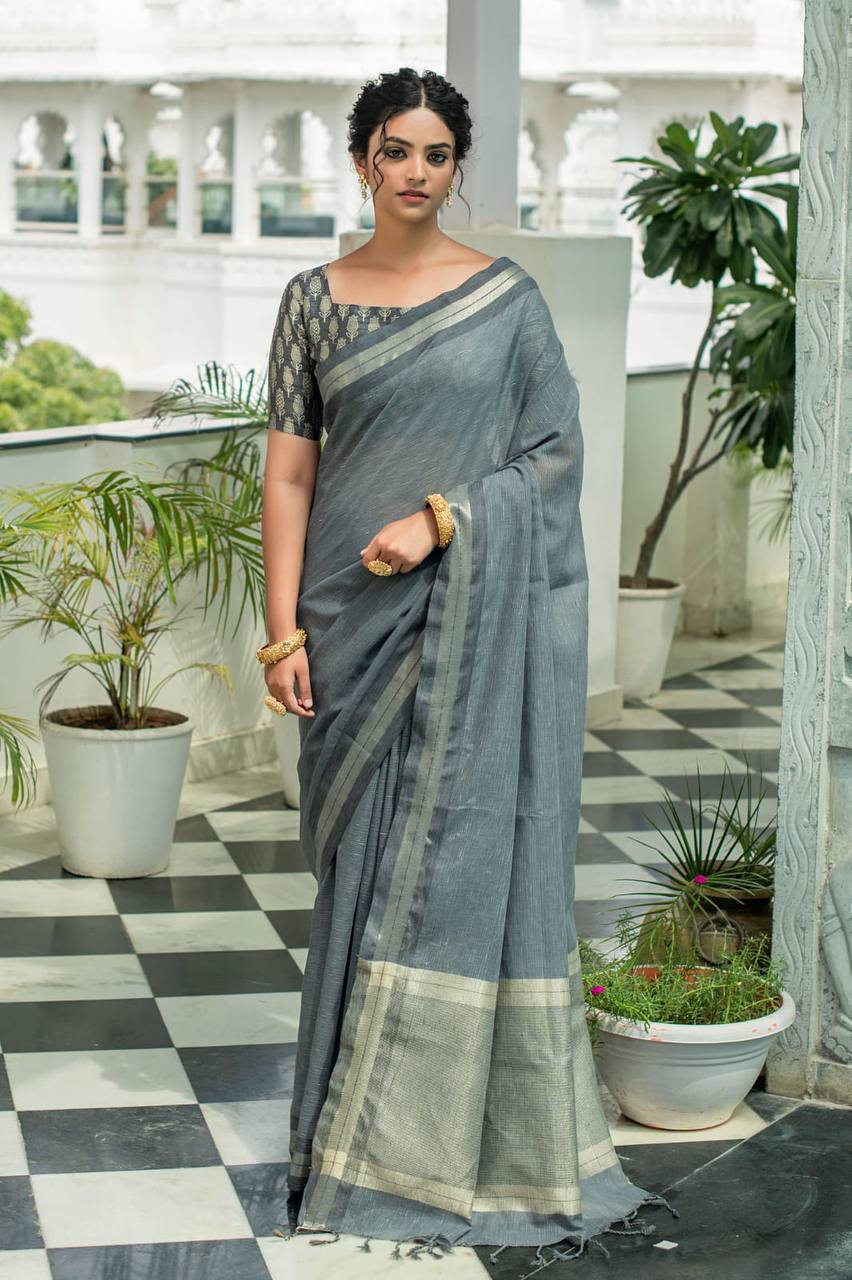 Pure Linen Saree