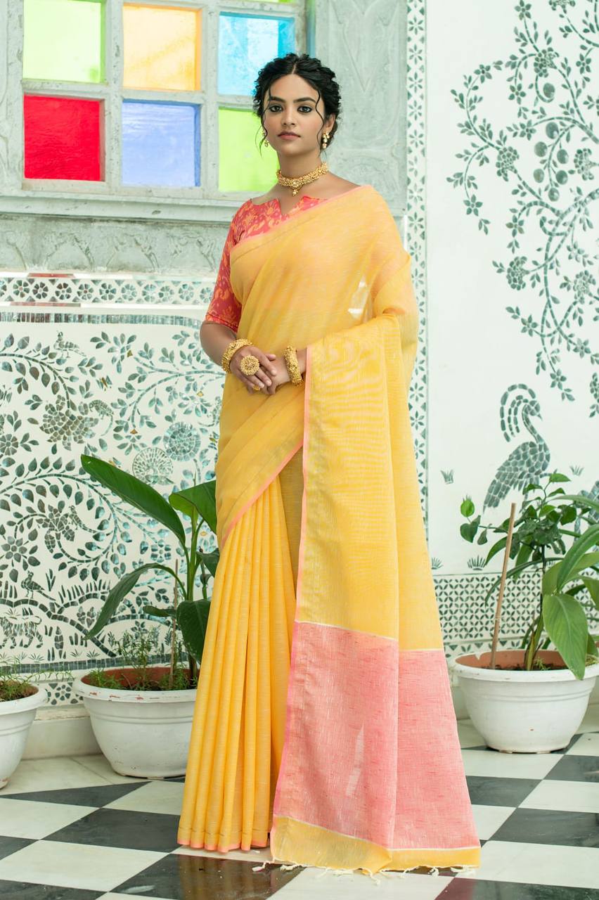 Pure Linen Saree