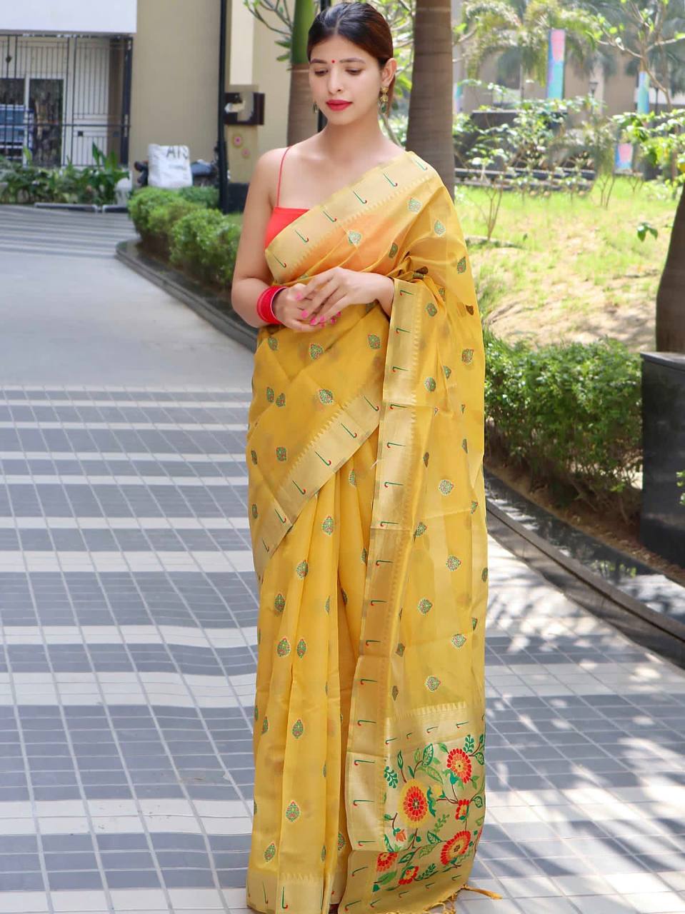 Organza Sarees Catalogue With Paithani Design.