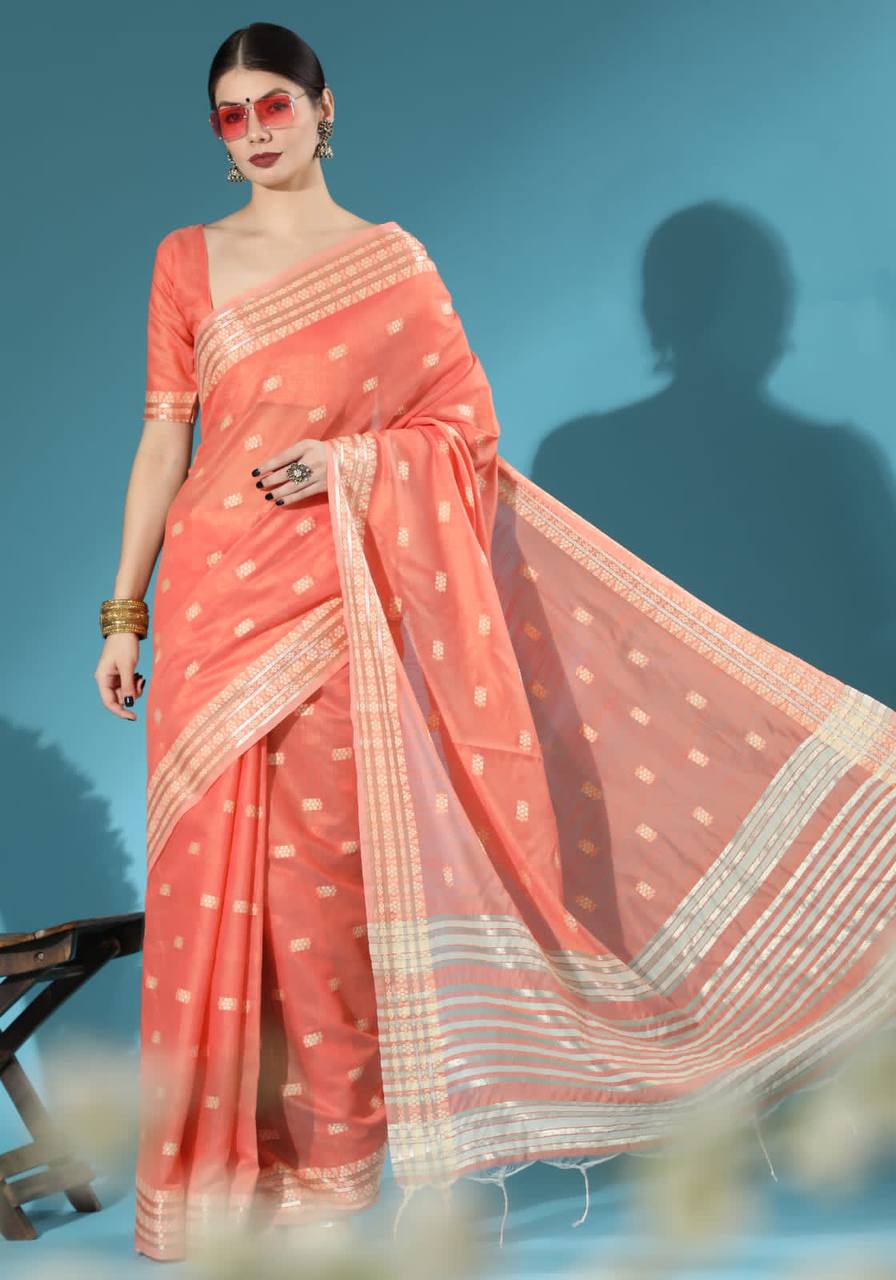 Chanderi Chikankari Weaving Saree