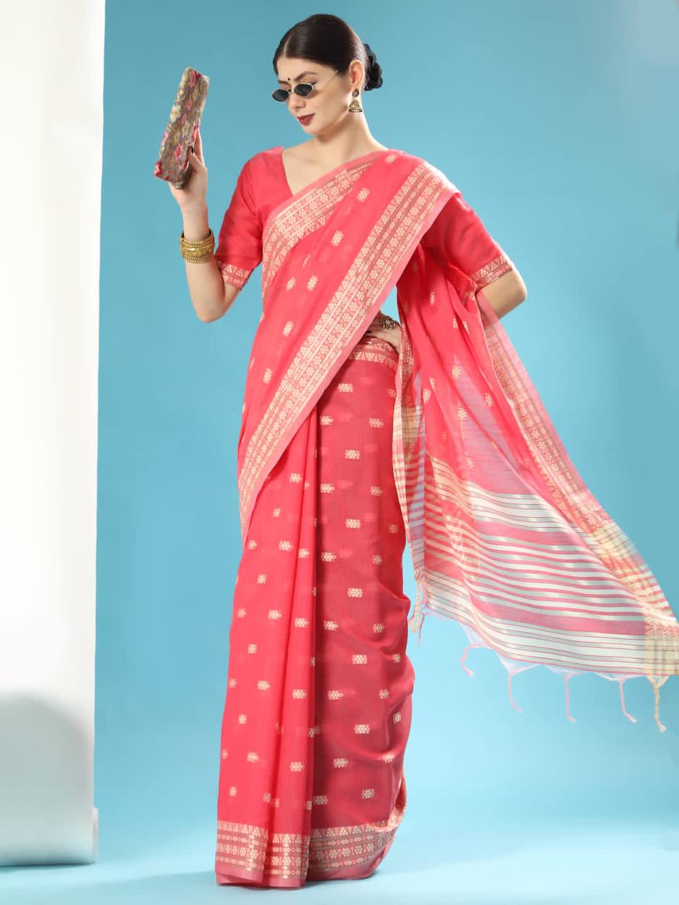 Chanderi Chikankari Weaving Saree