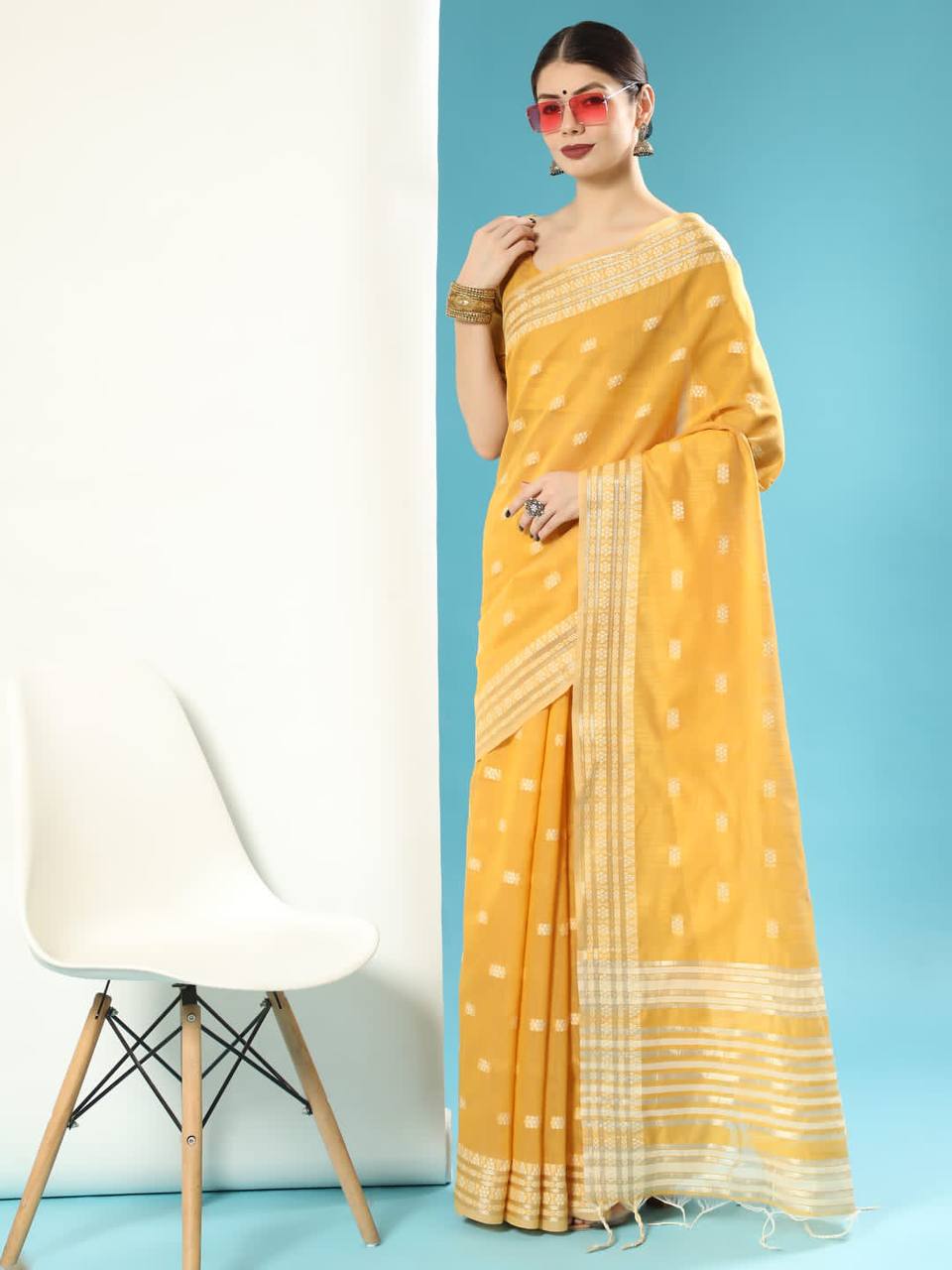 Chanderi Chikankari Weaving Saree