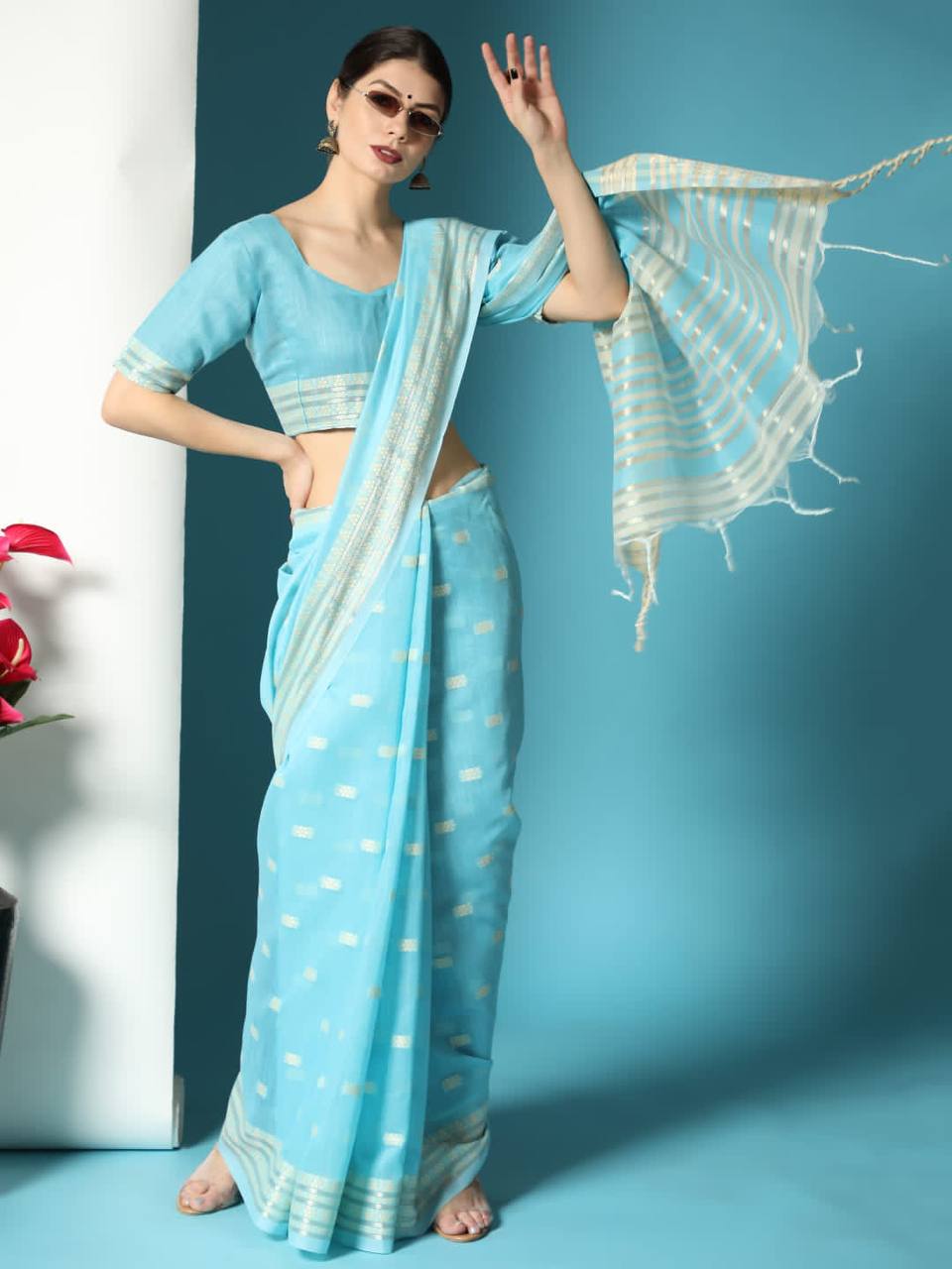 Chanderi Chikankari Weaving Saree