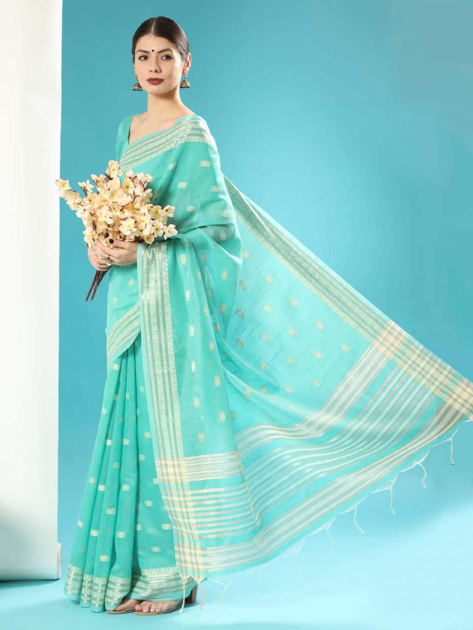 Chanderi Chikankari Weaving Saree