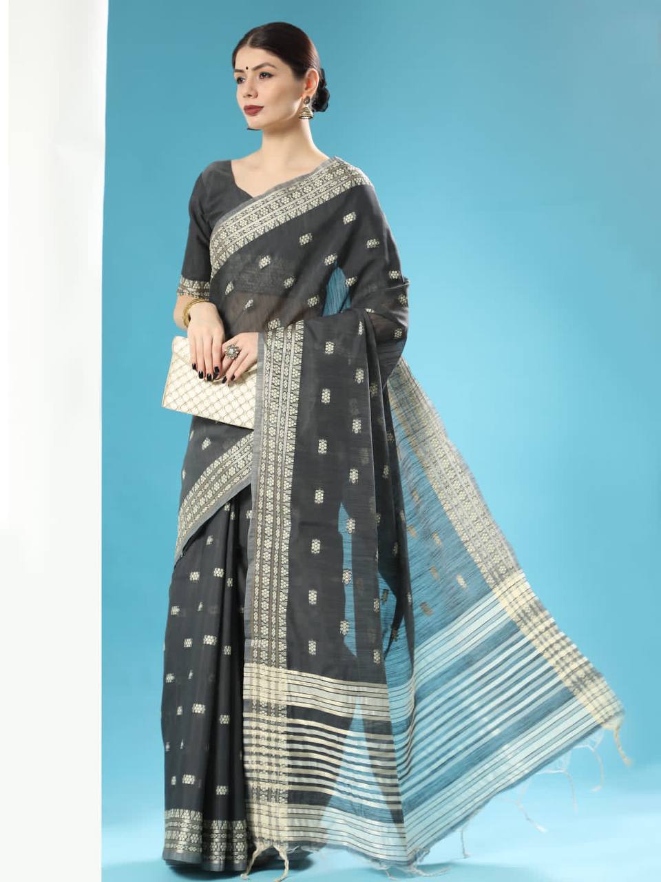 Chanderi Chikankari Weaving Saree