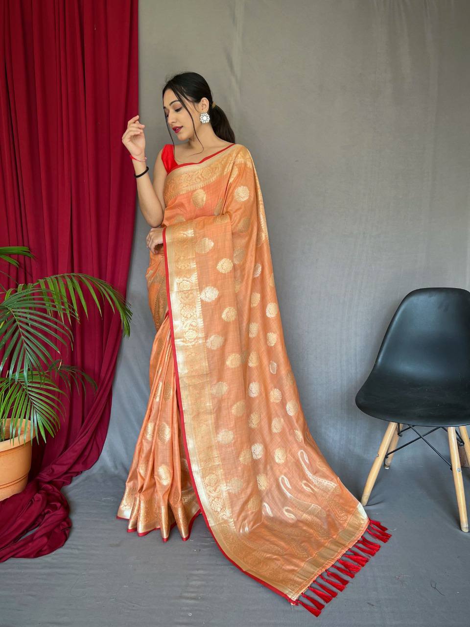 PURE COTTON LINEN SAREE