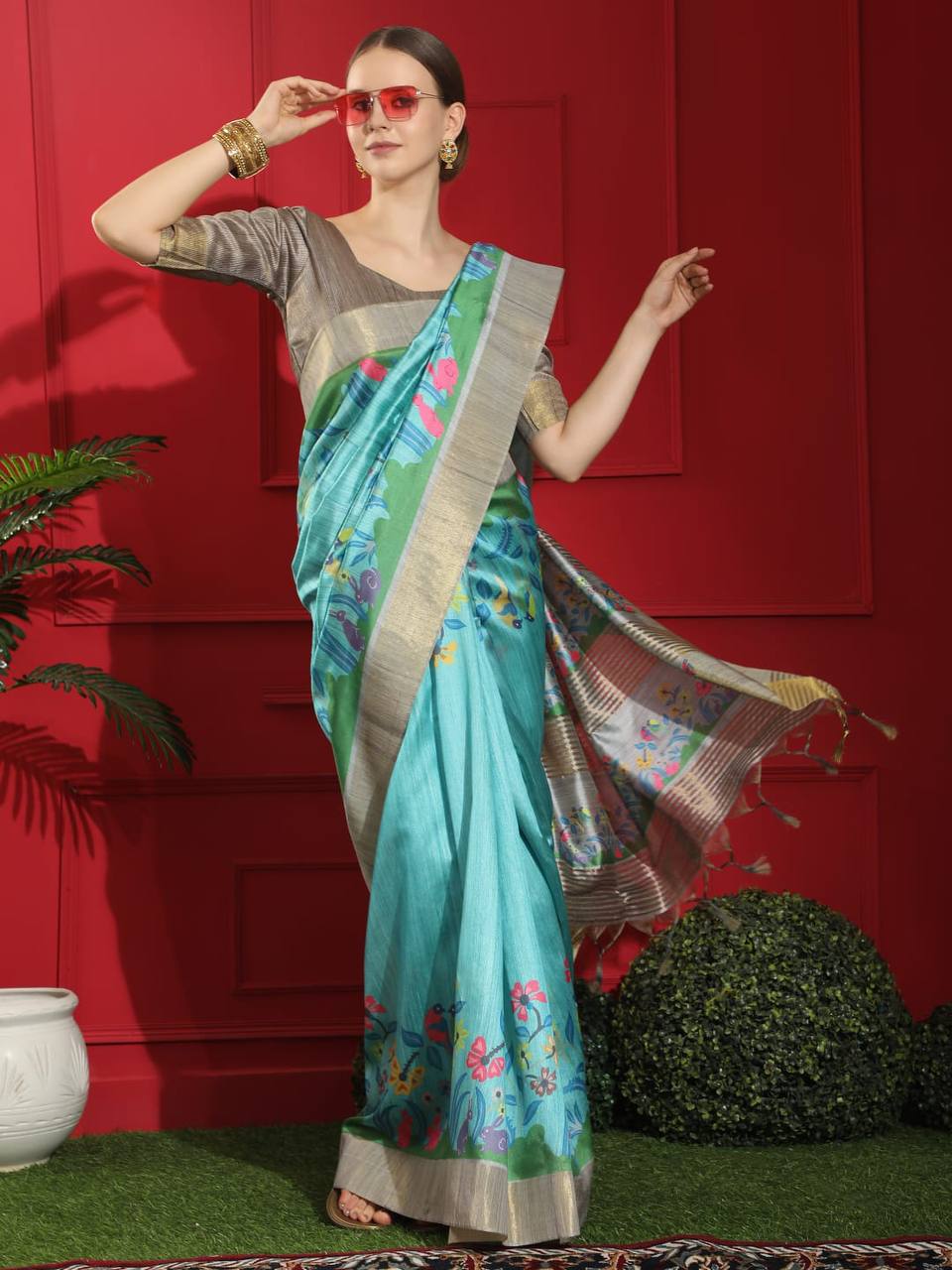 Tussar Print Soft Saree