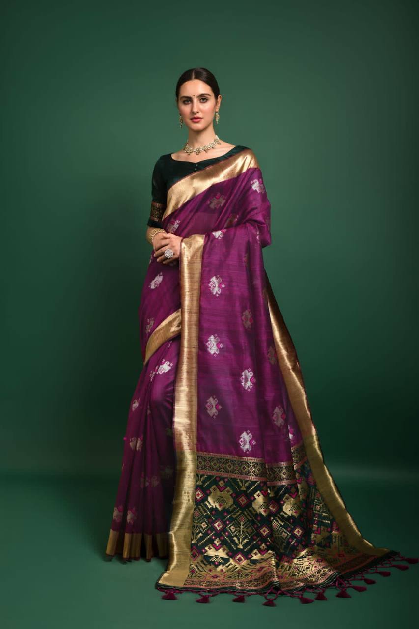 Premium Tussar Silk Patola Weaving Saree