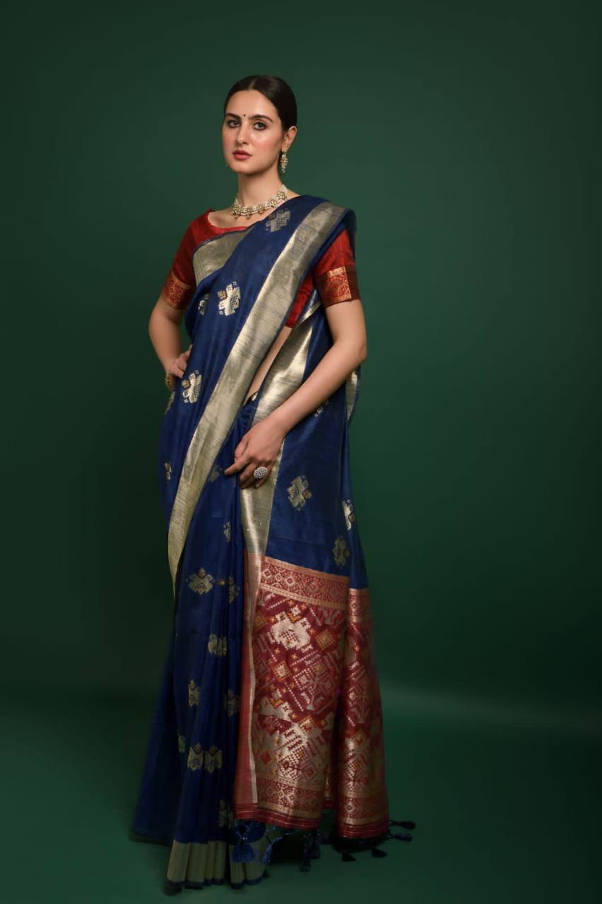 Premium Tussar Silk Patola Weaving Saree