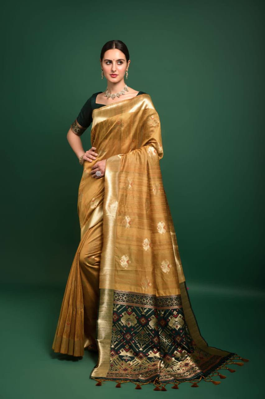 Premium Tussar Silk Patola Weaving Saree