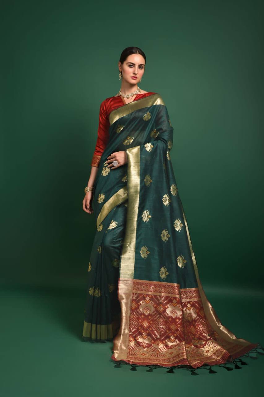Premium Tussar Silk Patola Weaving Saree