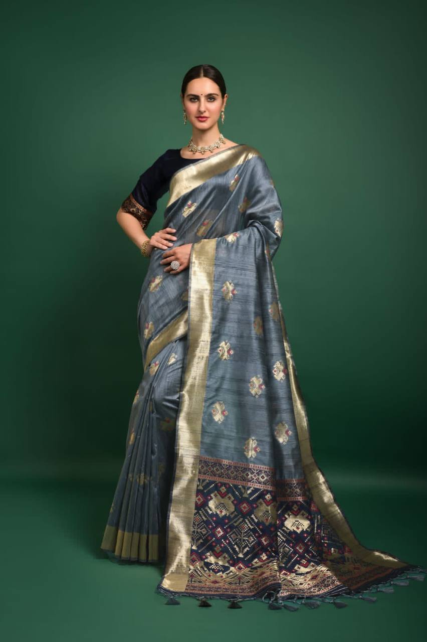 Premium Tussar Silk Patola Weaving Saree