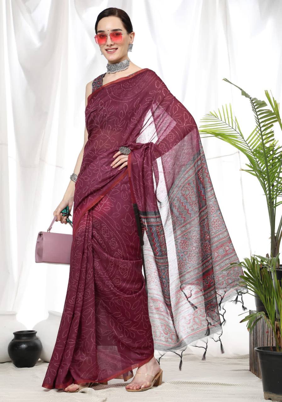 Soft Linen Cotton Saree