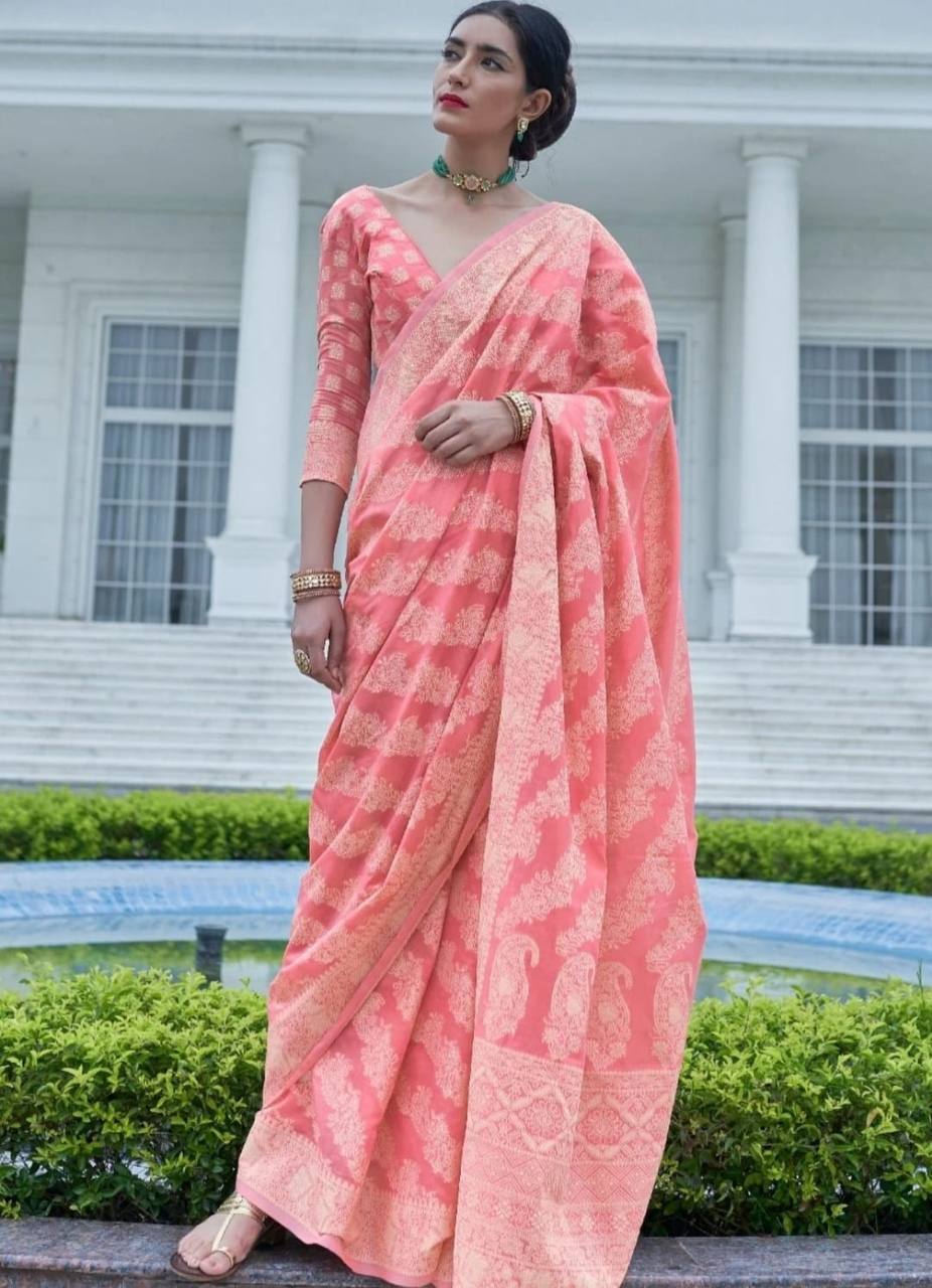 Banarasi Cotton Chikankari Weaving Sarees