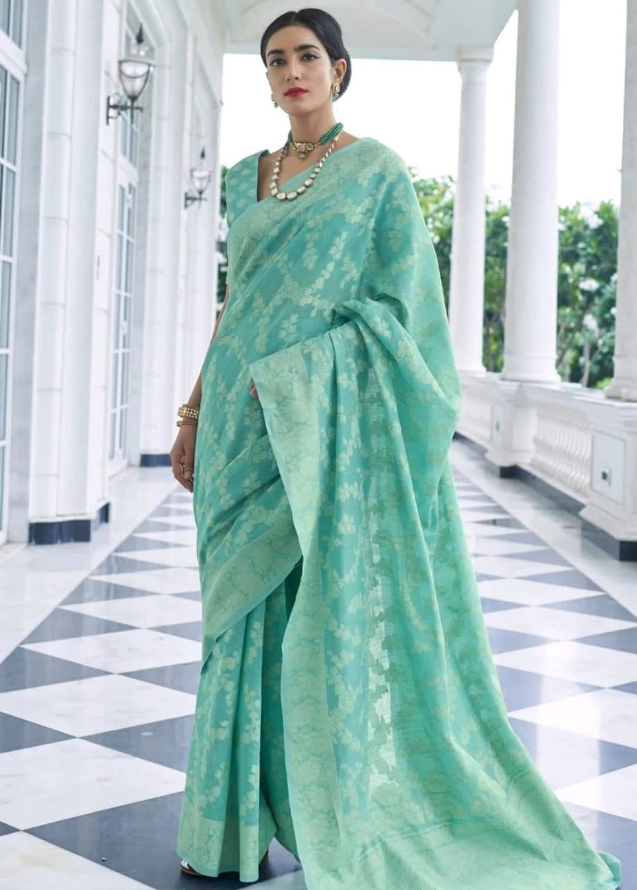 Banarasi Cotton Chikankari Weaving Sarees