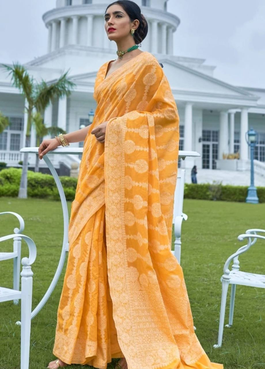 Banarasi Cotton Chikankari Weaving Sarees