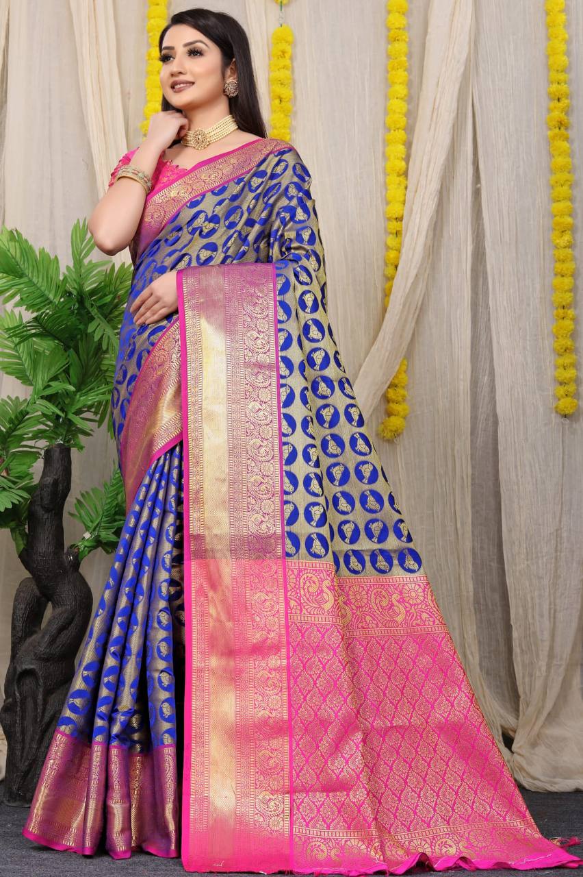 Kanchipuram Handloom Weaving Silk Saree