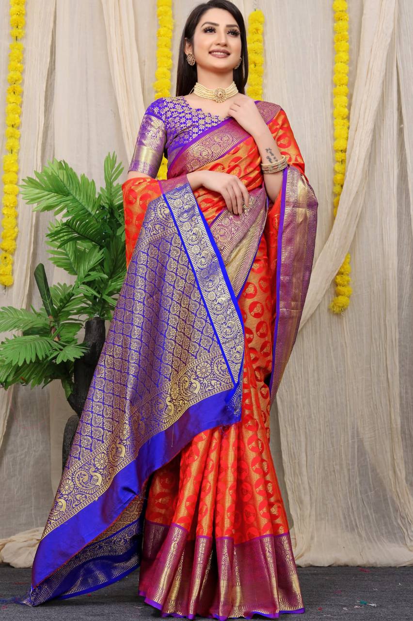 Kanchipuram Handloom Weaving Silk Saree