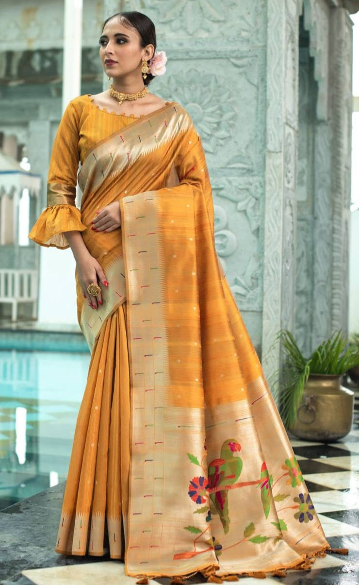 Tussar Silk Pure Paithani Saree