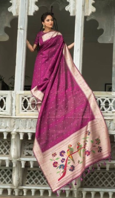 Tussar Silk Pure Paithani Saree