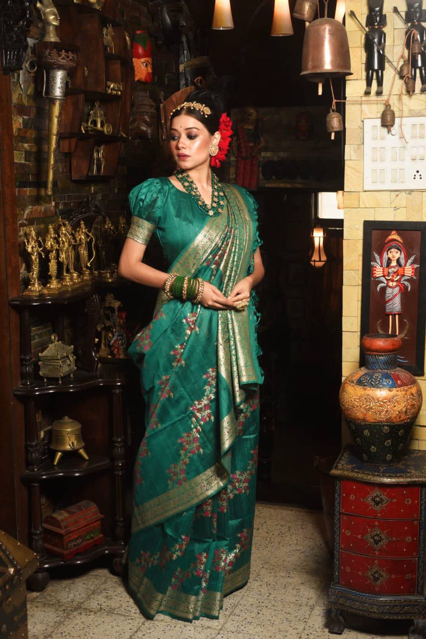 Tussar Silk Jamdani Weaving Saree