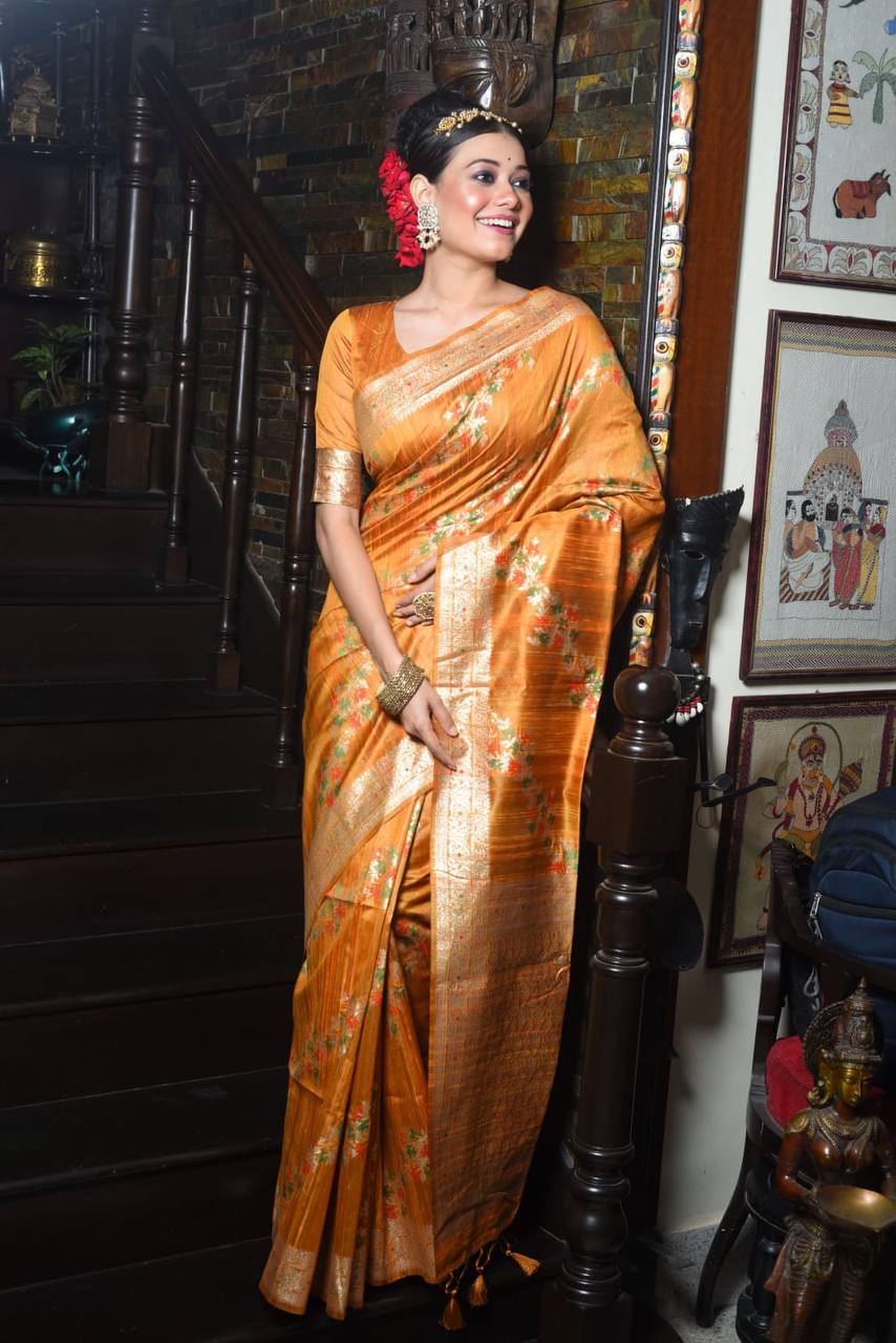 Tussar Silk Jamdani Weaving Saree