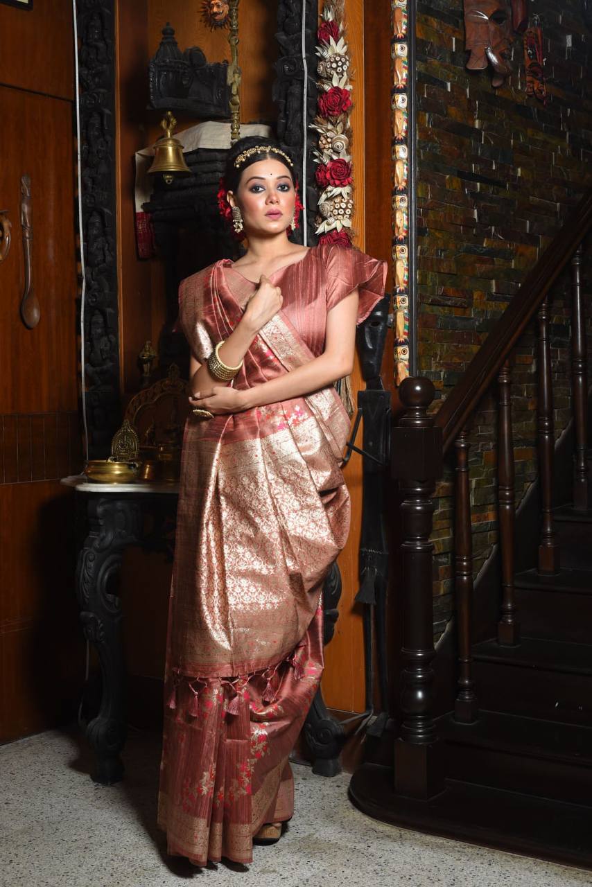 Tussar Silk Jamdani Weaving Saree