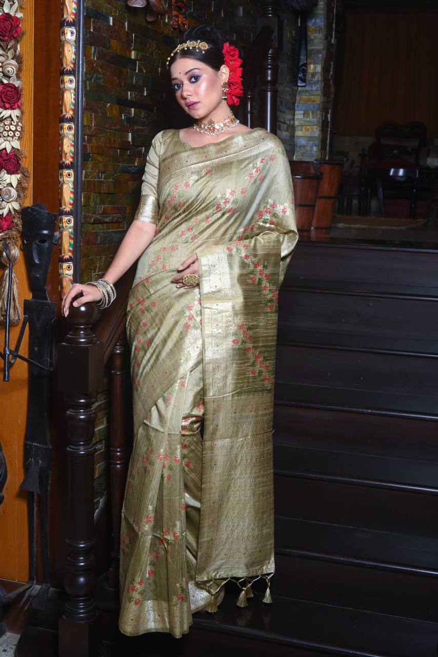 Tussar Silk Jamdani Weaving Saree