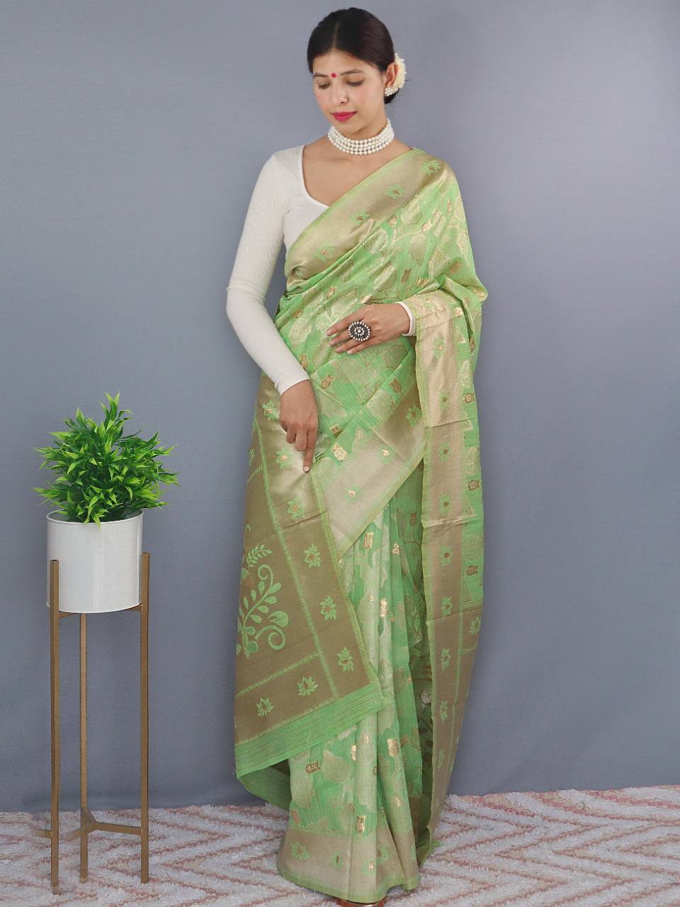 Pure Slub Linen Saree