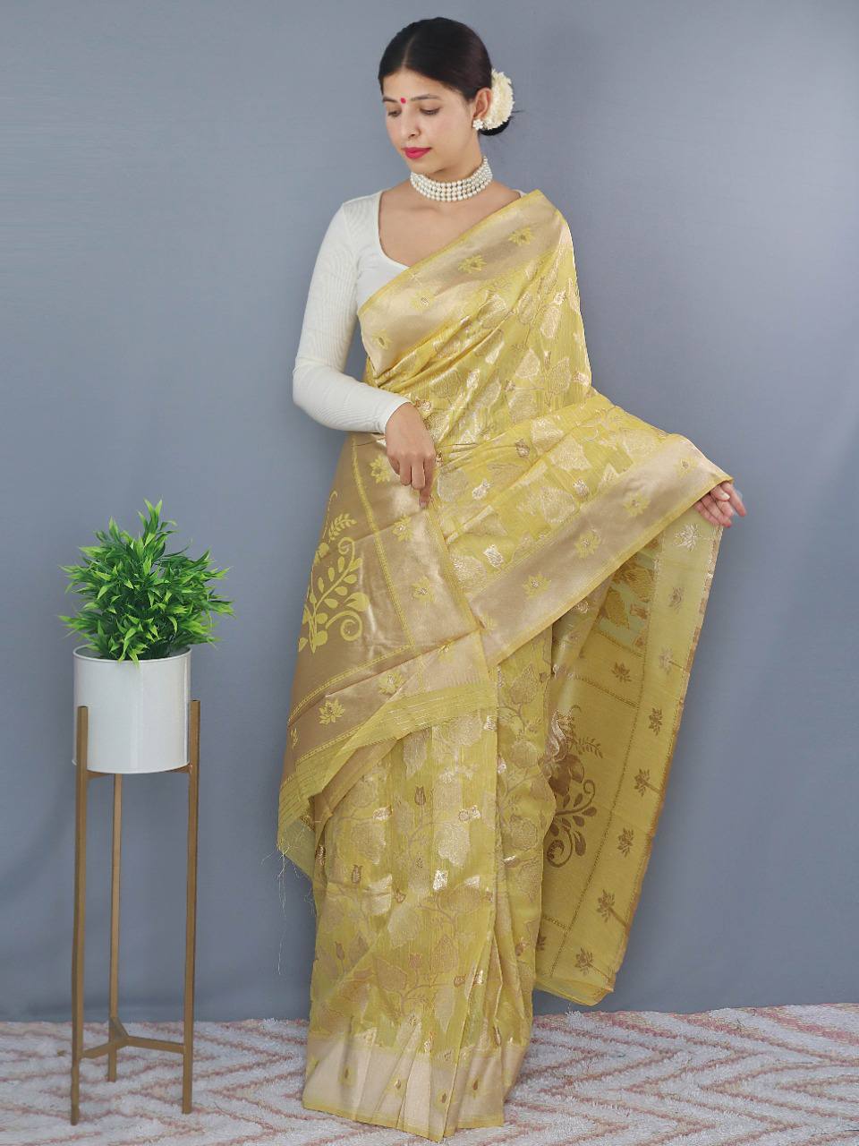 Pure Slub Linen Saree