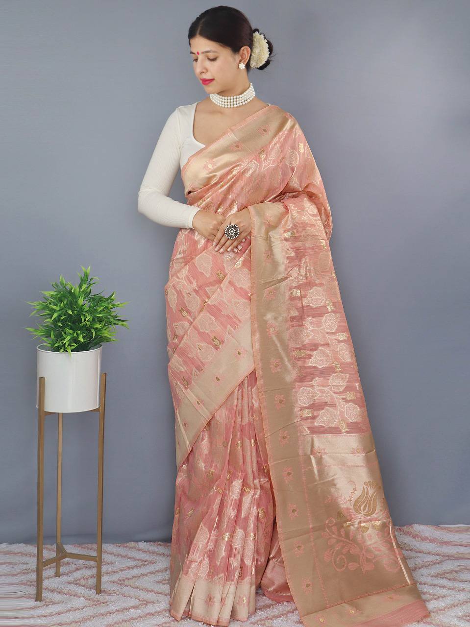Pure Slub Linen Saree