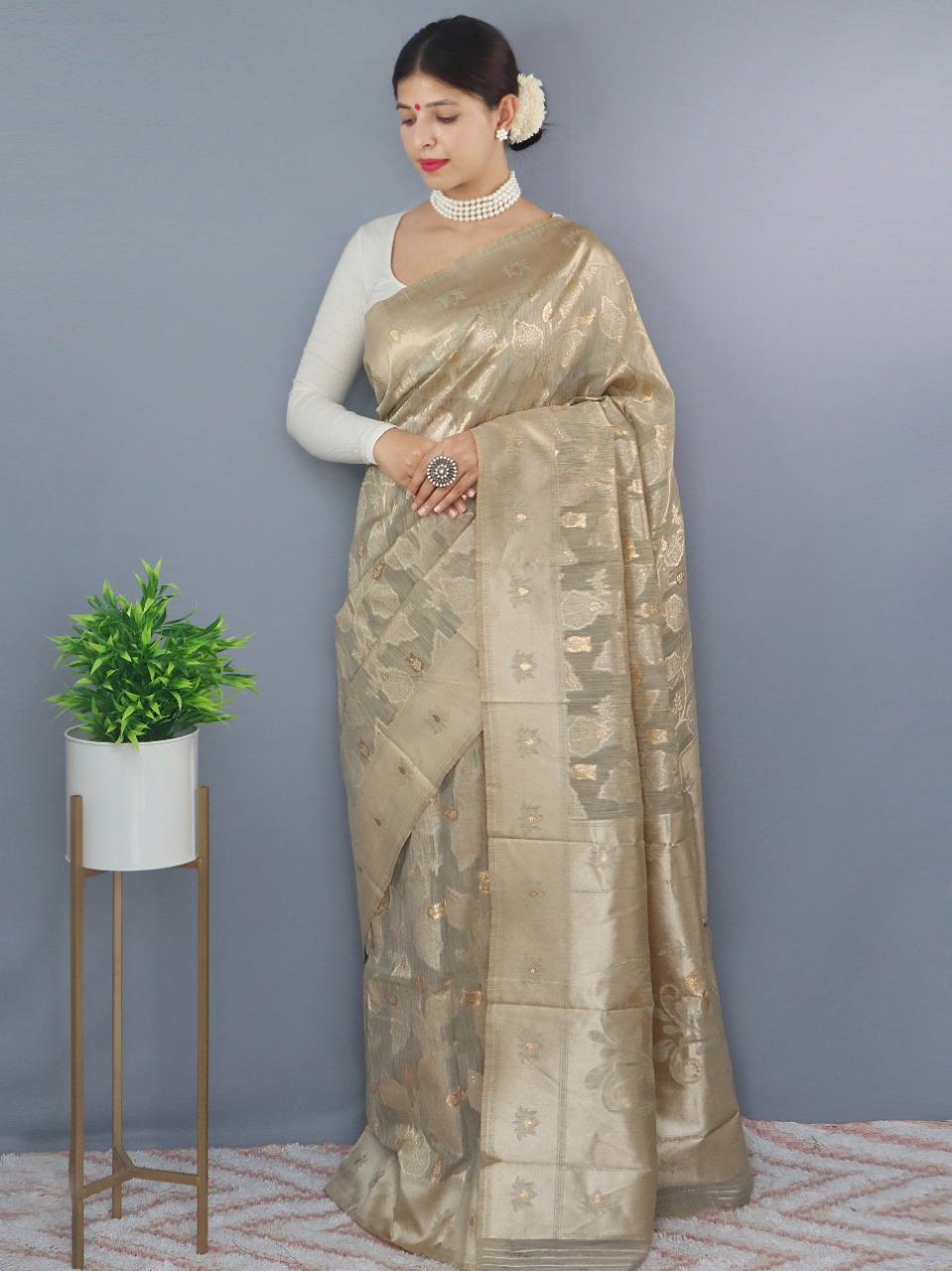 Pure Slub Linen Saree