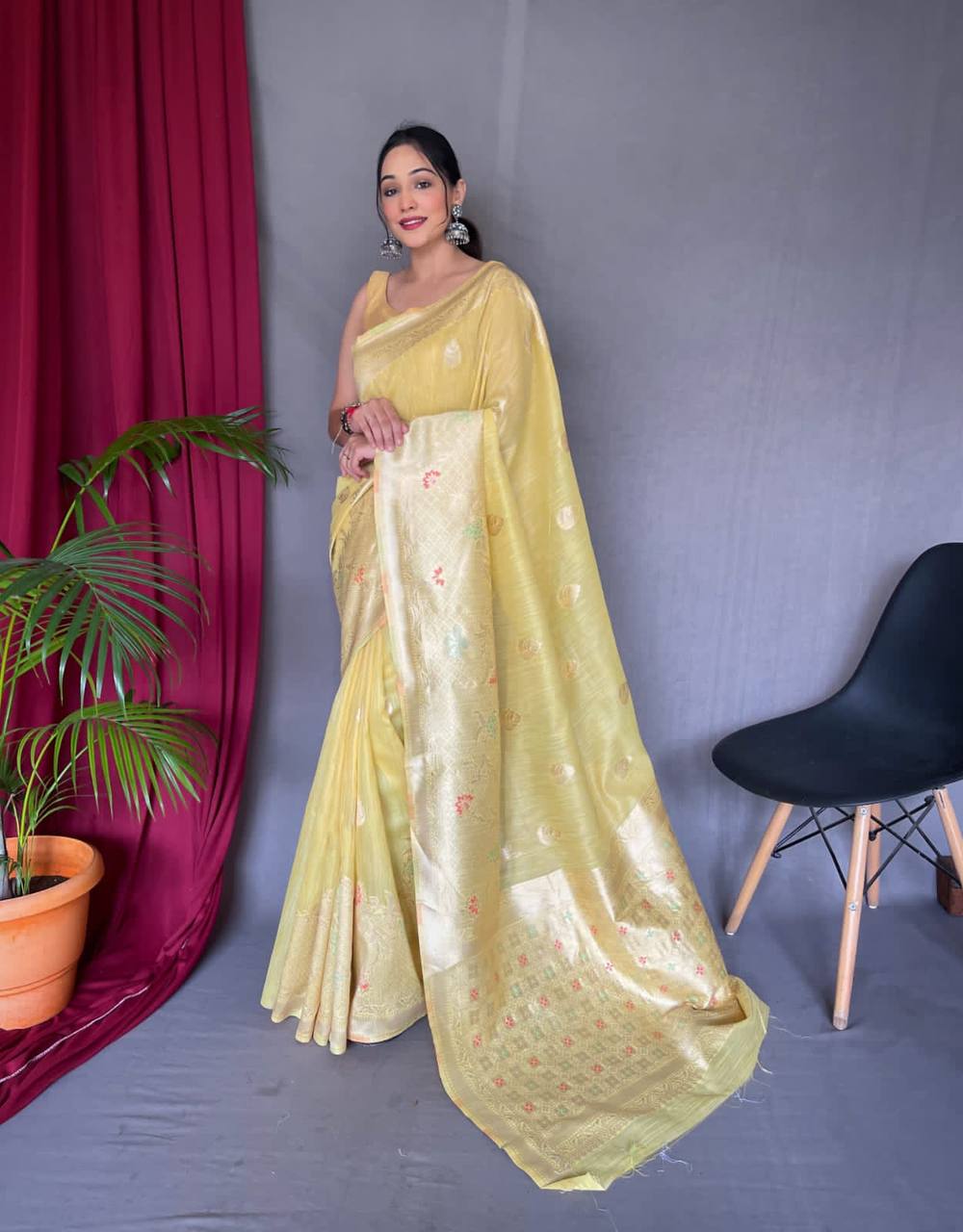 Pure LINEN SLUB Silk Saree
