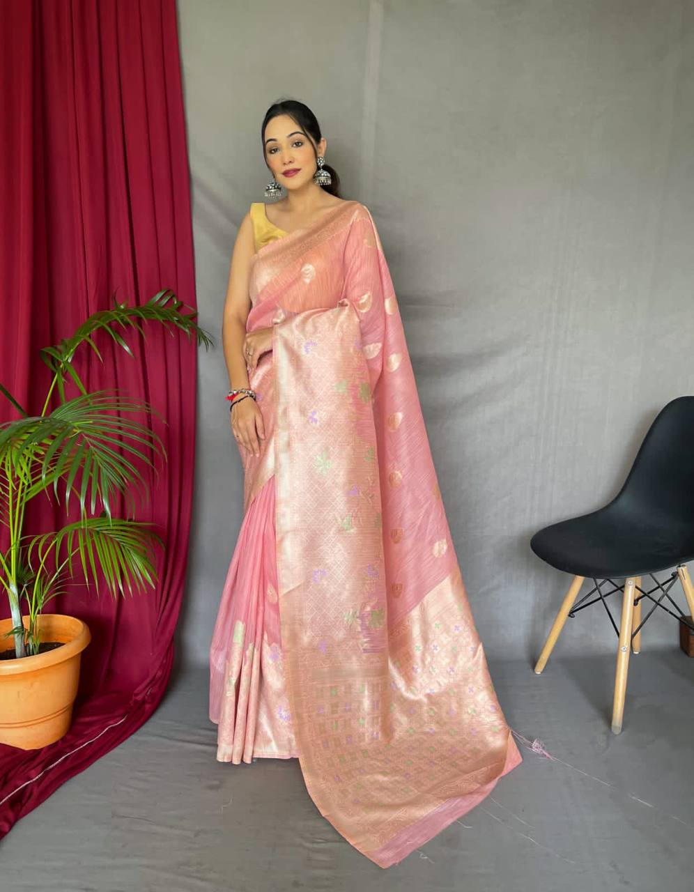 Pure LINEN SLUB Silk Saree