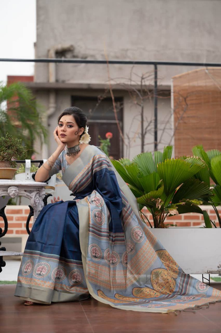 Tussar Print Soft Saree