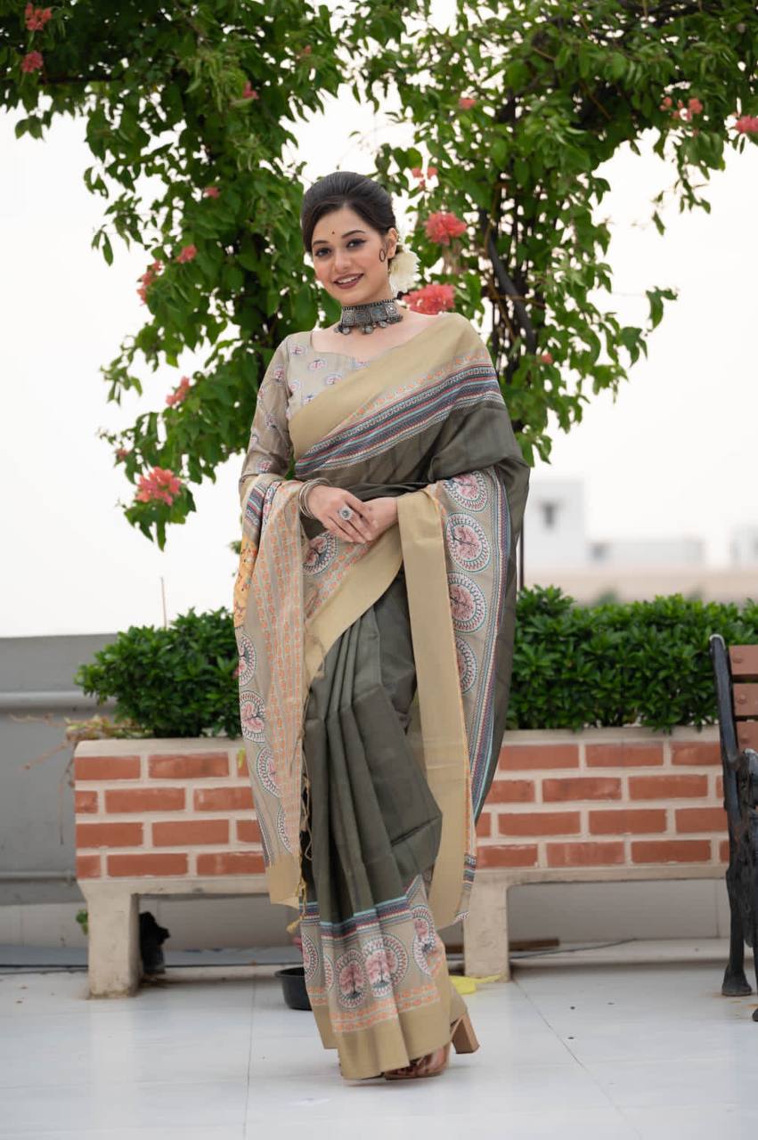 Tussar Print Soft Saree