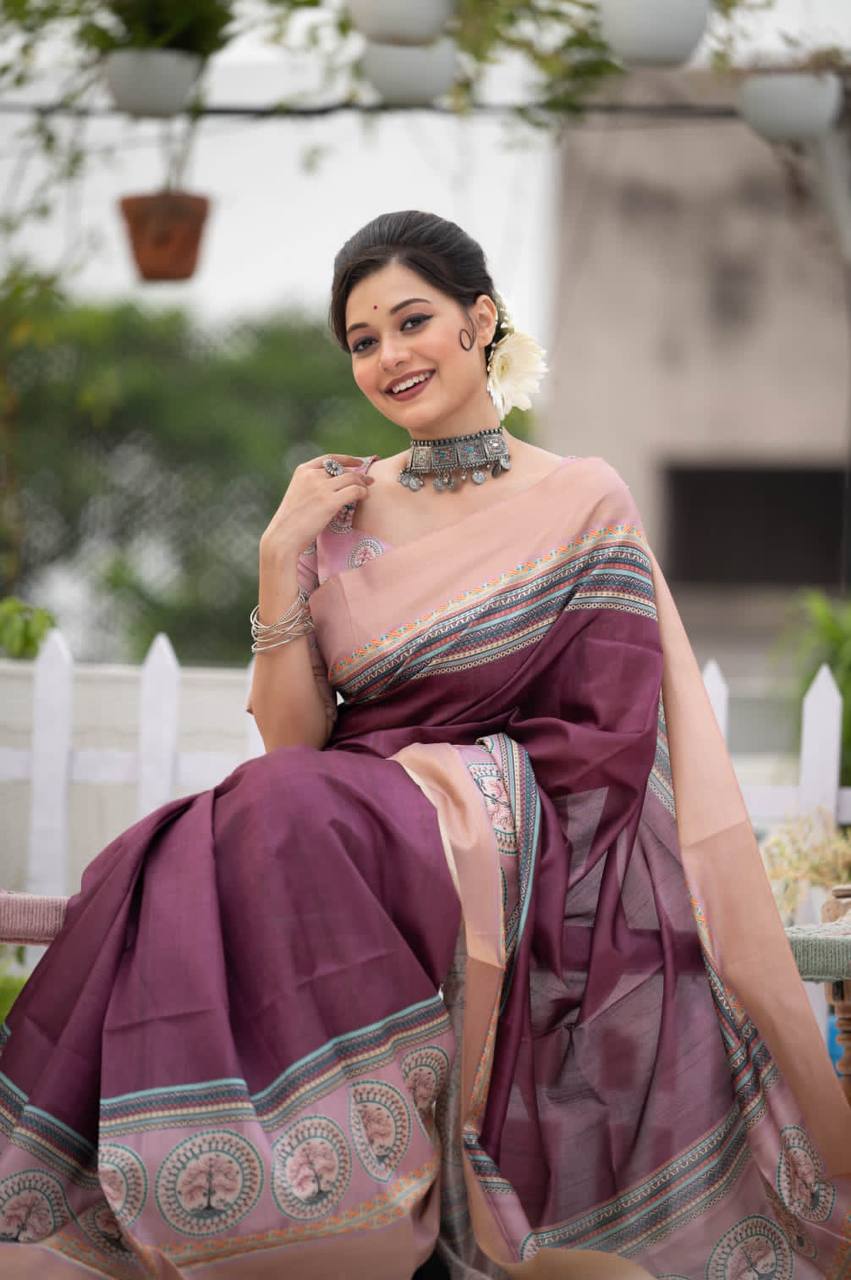 Tussar Print Soft Saree