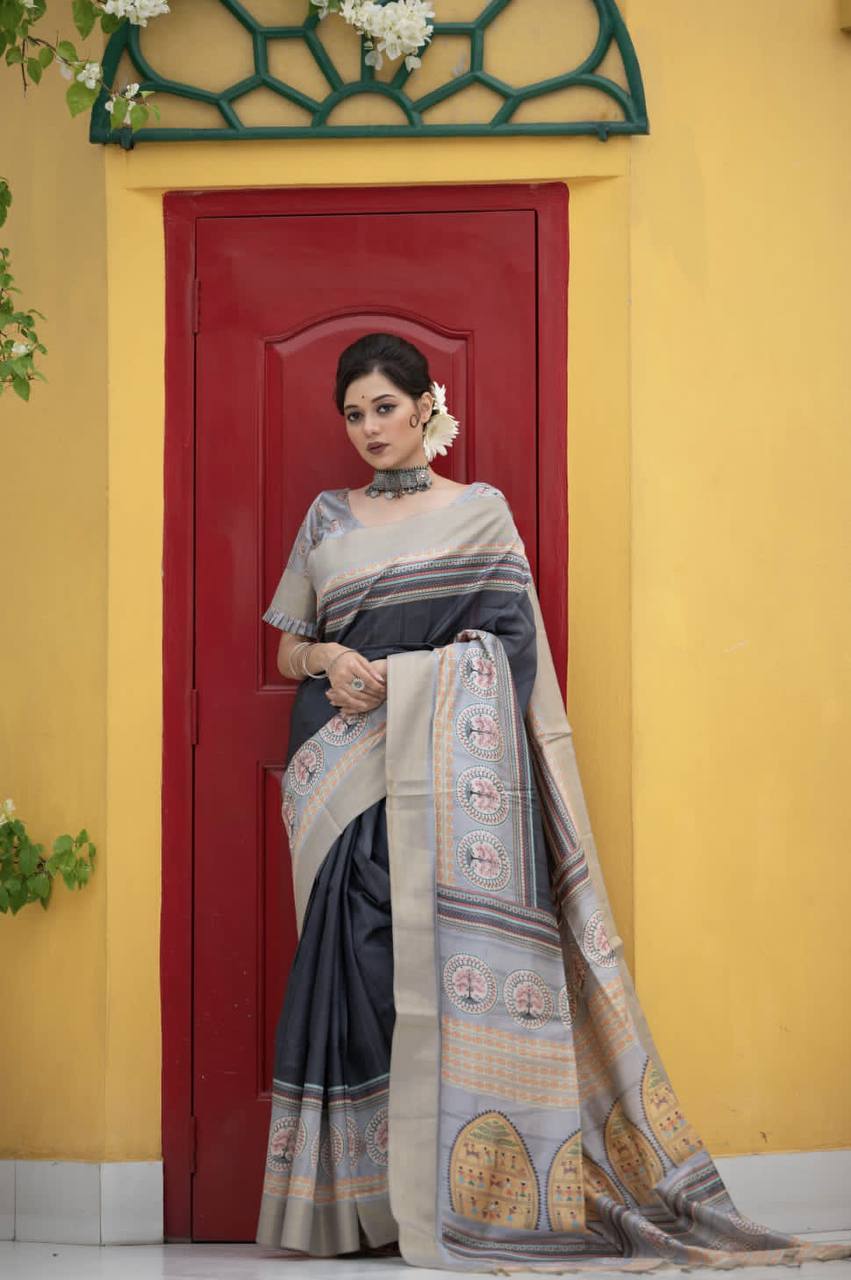 Tussar Print Soft Saree