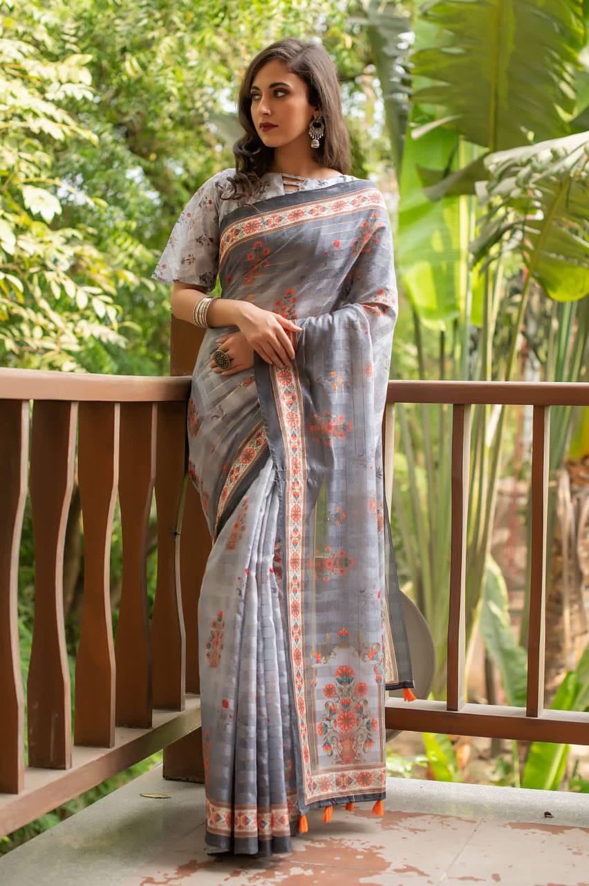 Soft Linen Cotton Saree