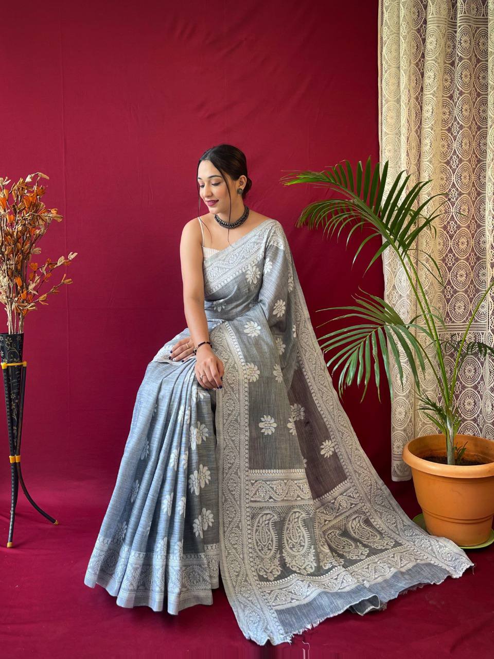 Pure Linen Weaving Saree