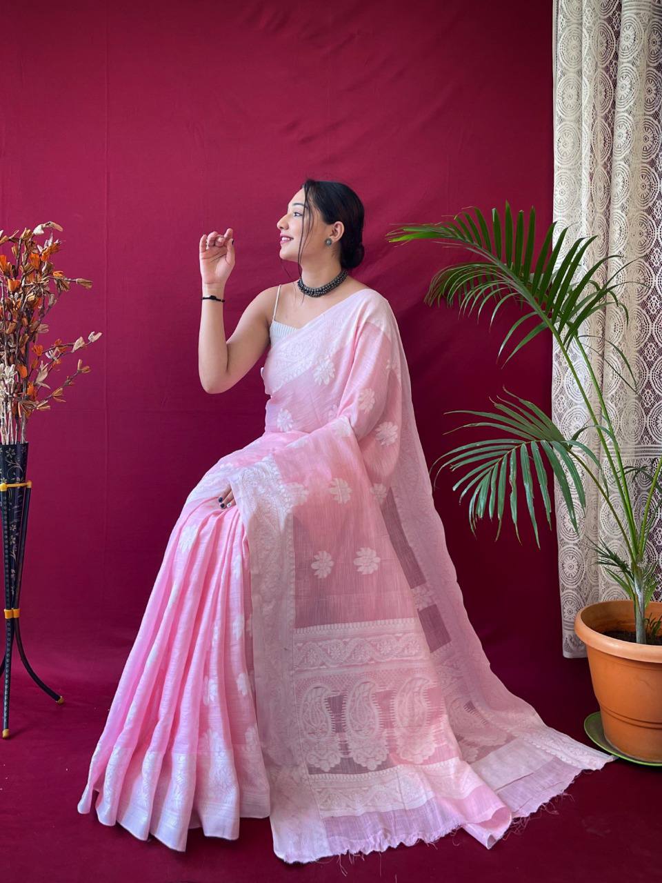 Pure Linen Weaving Saree