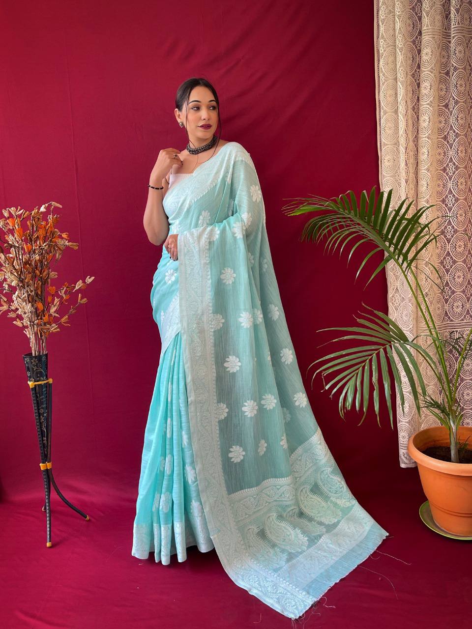 Pure Linen Weaving Saree