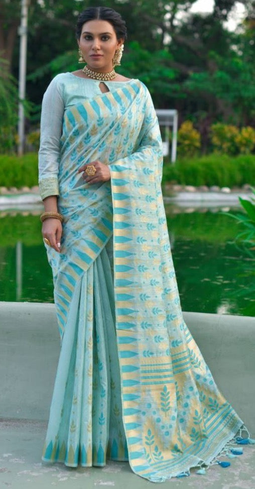 Pure Tussar Silk Jamdani Weaving Saree