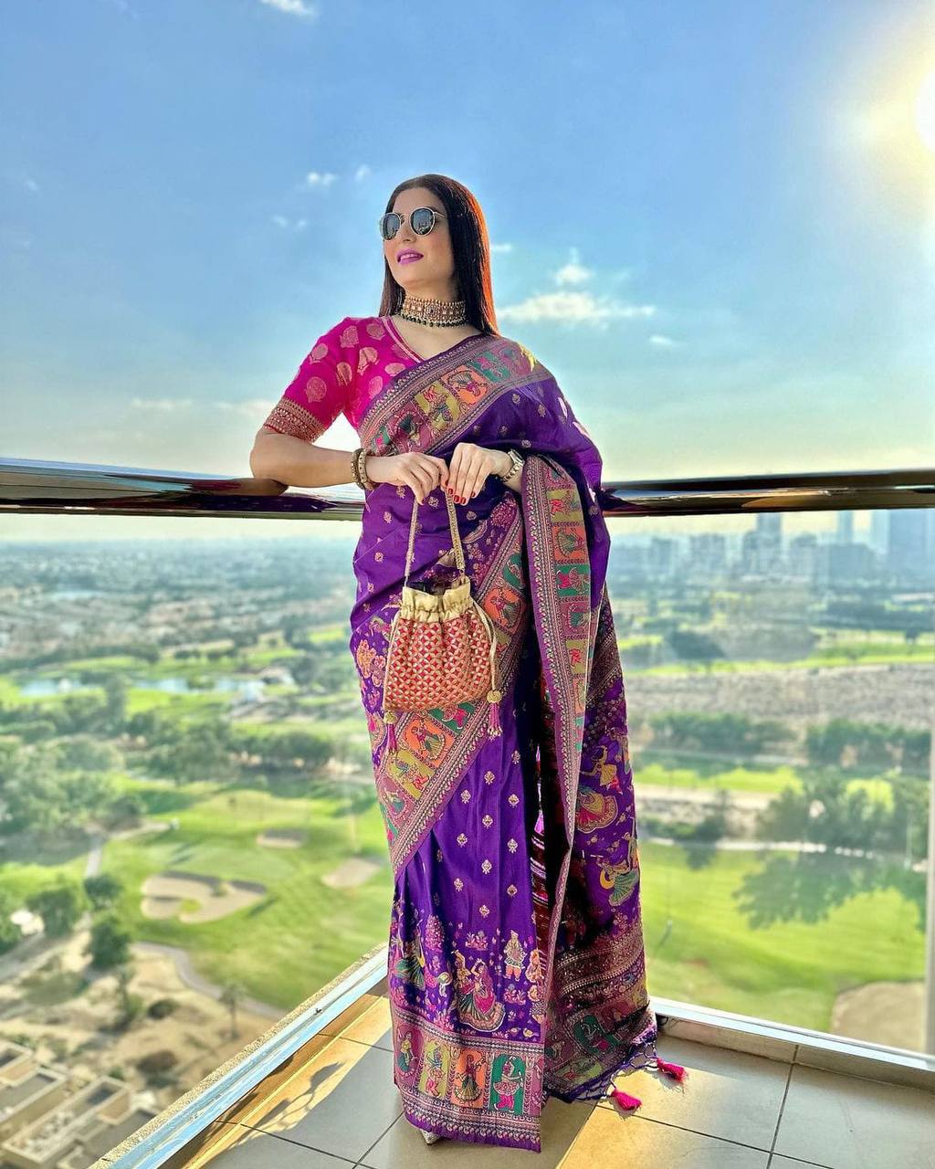 Soft Kashmiri Pashmina Silk Weaving Saree