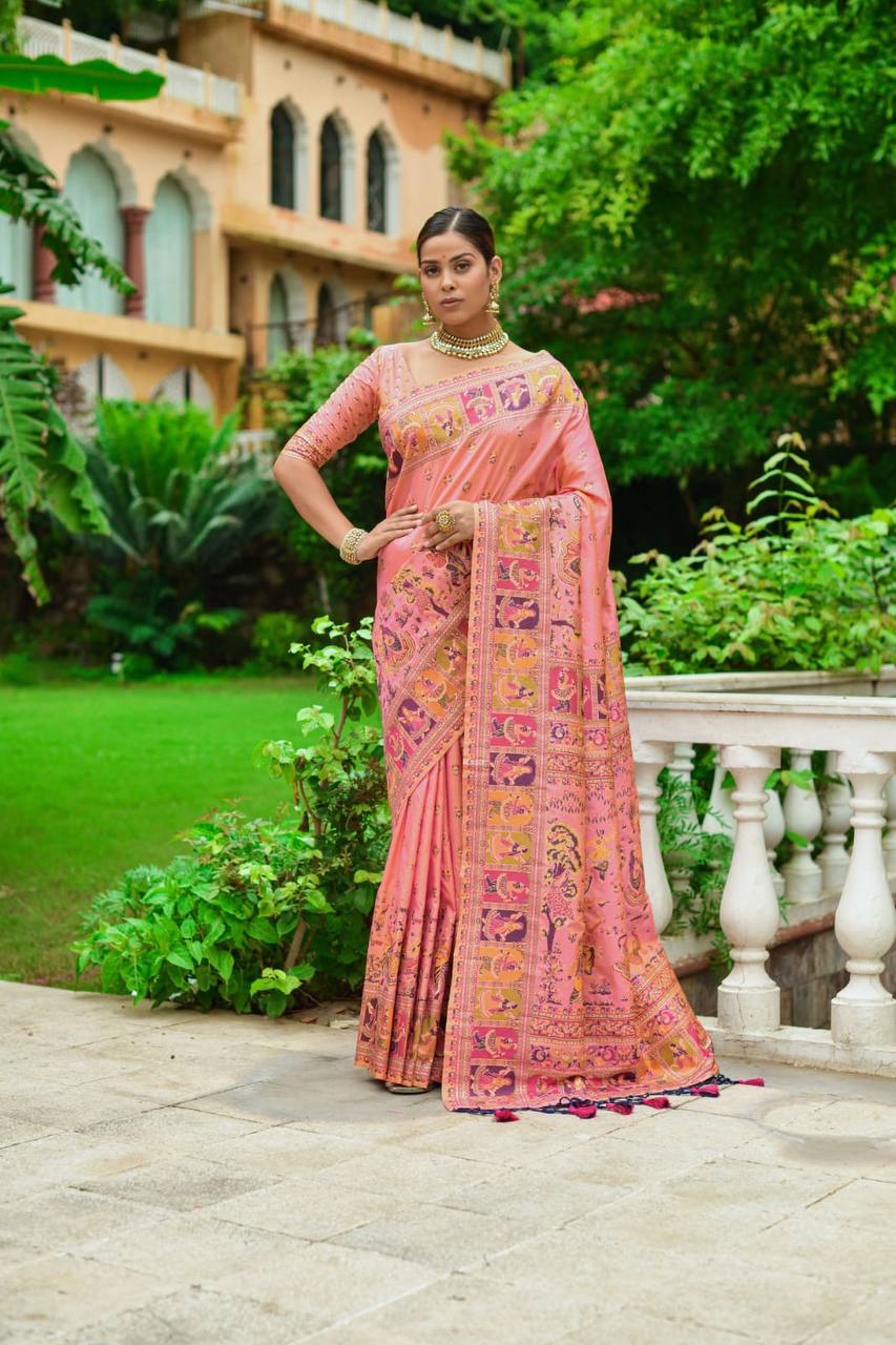 Soft Kashmiri Pashmina Silk Weaving Saree
