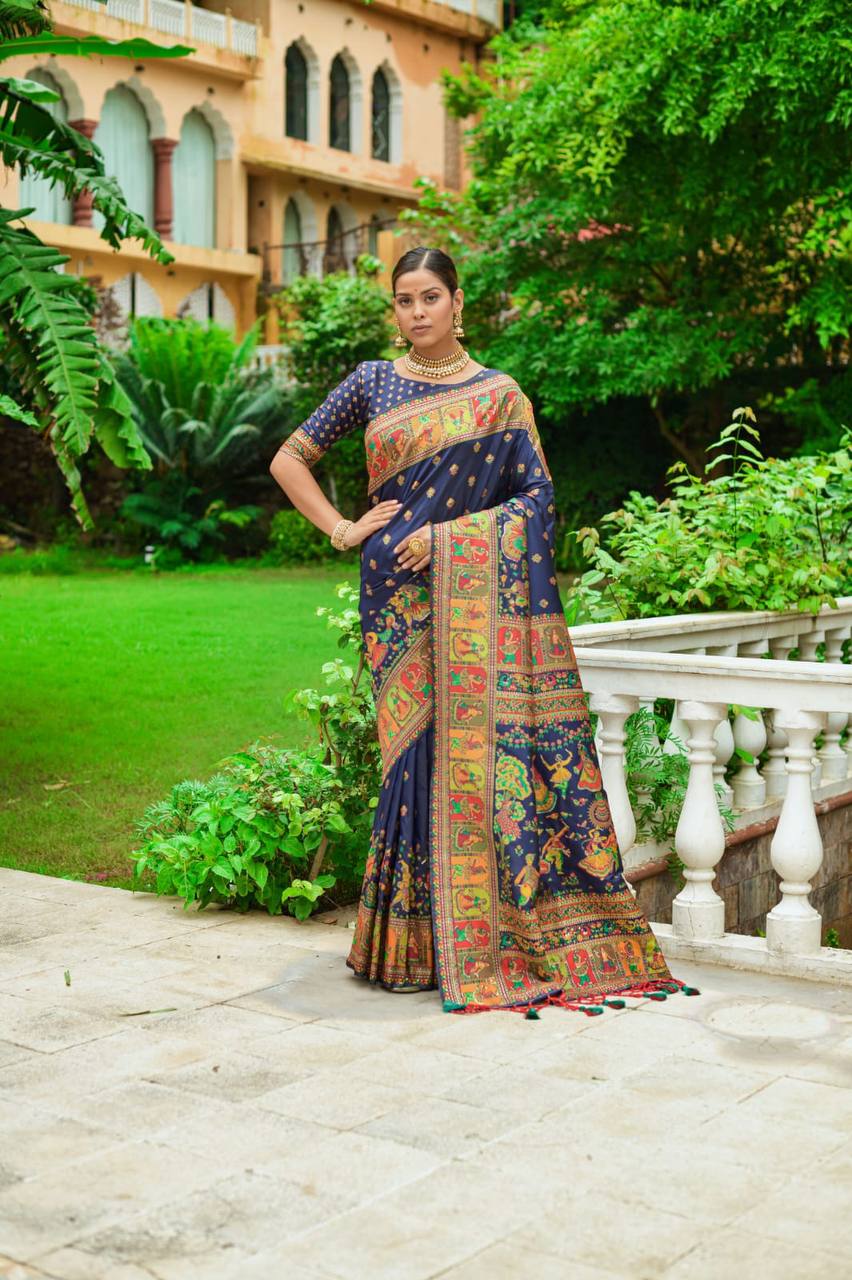 Soft Kashmiri Pashmina Silk Weaving Saree